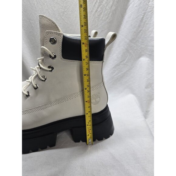 Timberland Sky White Leather Lace Up Chunky Platform Combat Boot Women’s Size 9 - Picture 4 of 13